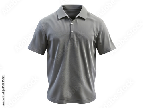 gray t-shirt with collar isolated on transparent background