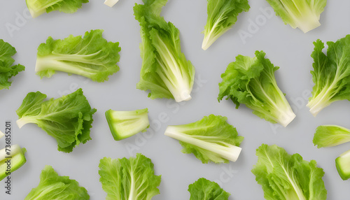 Fresh green lettuce in the gray wooden background