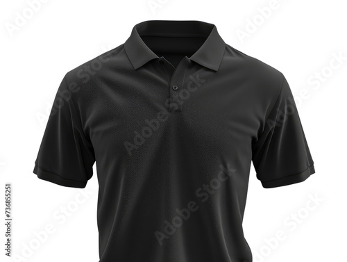 Black t-shirt with collar isolated on transparent background