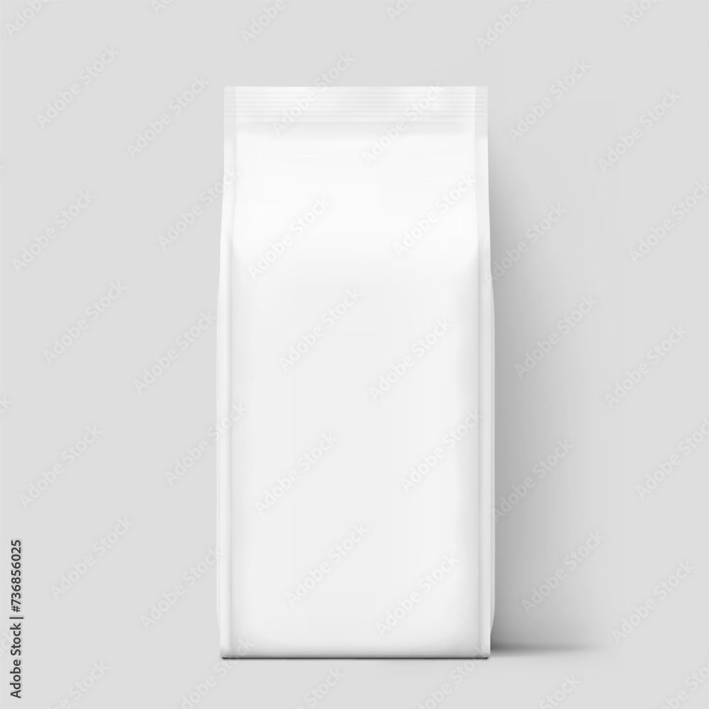 Realistic food bags isolated on grey background. Front view. Vector illustration. Can be use for template your design, presentation, promo, ad. EPS 10. Realistic food bags isolated on grey background. Front view. Vector illustration. Can be use for template your design, presentation, promo, ad. EPS 10.