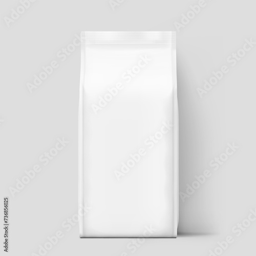 Realistic food bags isolated on grey background. Front  view. Vector illustration. Can be use for template your design, presentation, promo, ad. EPS 10.	