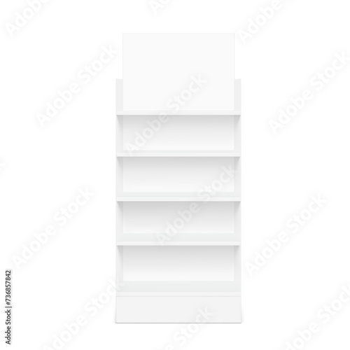 Store shelf for presentations on a white background. Vector illustration. Can be use for template your design, promotion, advertising. EPS10. 