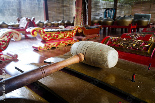 Balinese use gamelan for ritual and  traditional ceremony photo