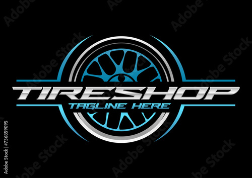 Tire shop, Wheel logo, Template Logo Tires