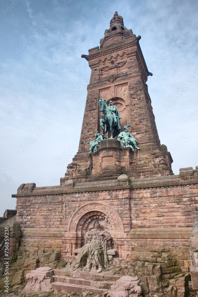 Wilhelm I Monument with the sleeping Emperor Barbarossa (Red Beard) at the bottom on Kyffhaeuser Mountain Thuringia, Germany
