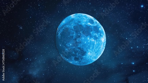 Full blue moon with star at dark night sky background © buraratn