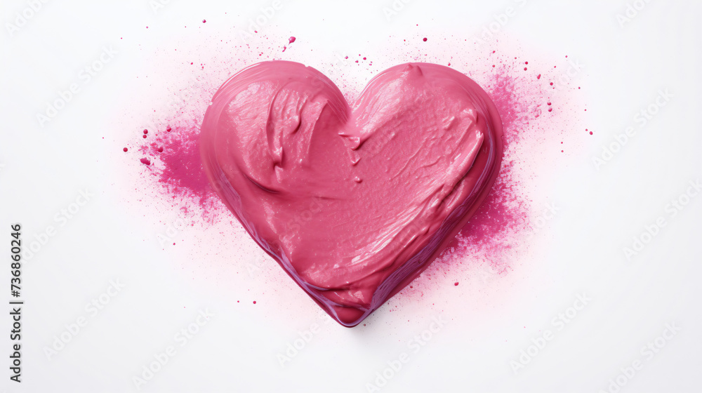 Lipstick smudge or color paint heart shape texture
