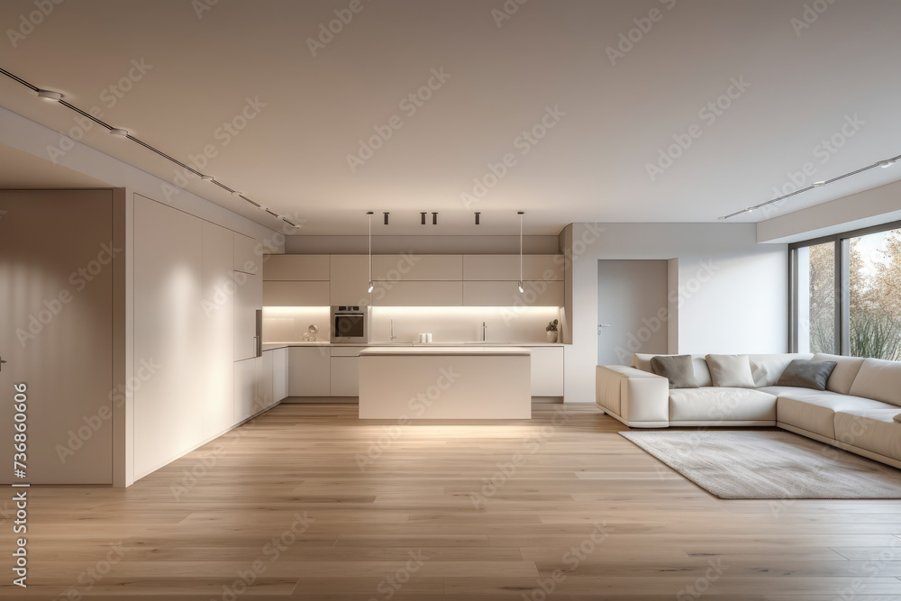 The perfect blend of luxury and comfort in this modern apartment, boasting a chic kitchen and a cozy living room with a serene beige wall backdrop. The perfect blend of luxury and comfort in this modern apartment, boasting a chic kitchen and a cozy living room with a serene beige wall backdrop.