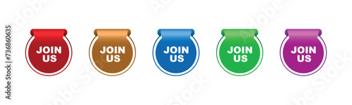 join us sign on white background	