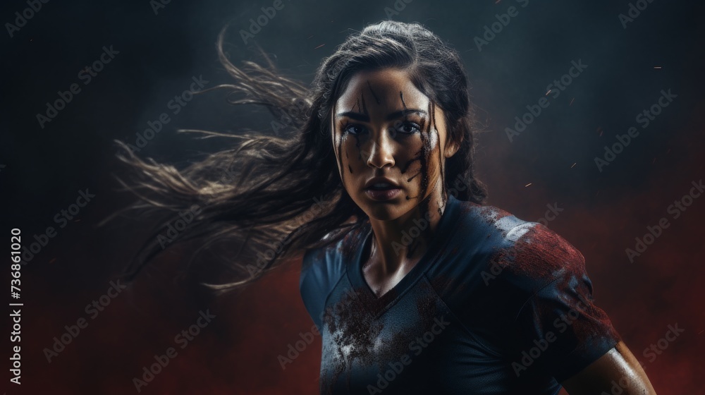 Warrior Spirit: Female Footballer Ready for Battle - Passion and Power Warrior Spirit: Female Footballer Ready for Battle - Passion and Power