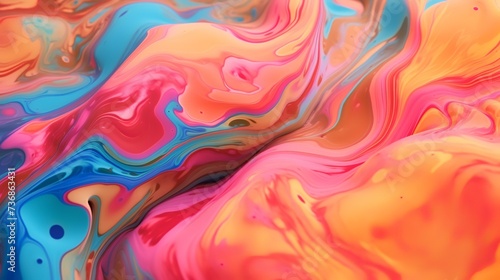 Colorful abstract background of acrylic paint in blue and pink tones.