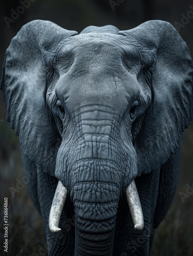 Majestic Elephant Portrait in Monochromatic Tones