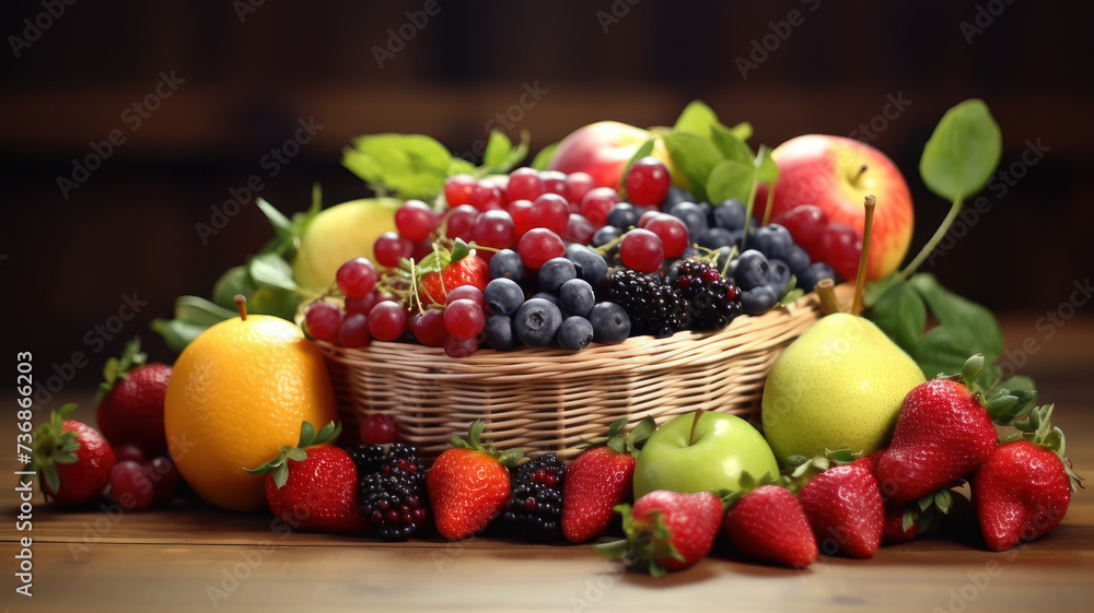 Mix fruit in basket