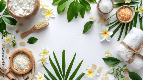 TOP view spa with leaf and flower concept