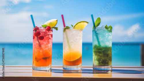 Beautiful three colorful summer drinks