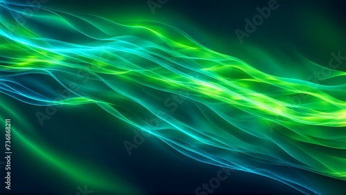 Sparkling and glowing waves in blue and green abstract design 