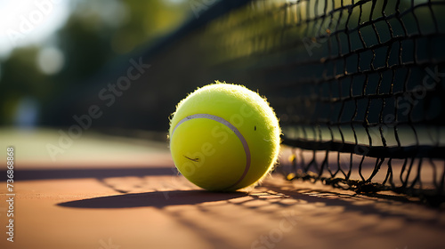 Professional photo of tennis court, racket and ball staged © jiejie