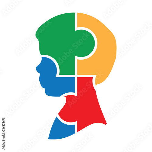 Autism Boy with Puzzle