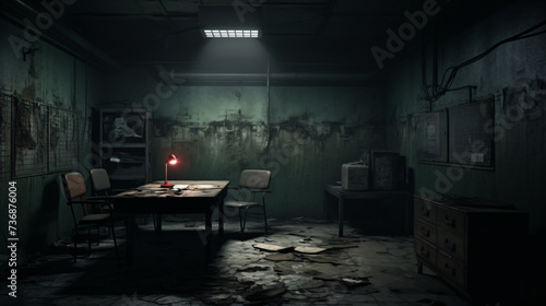 Dark gritty interrogation room © franklin