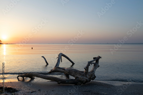 Sunrise on the beach in Nesebar resort in Bulgaria, Europe