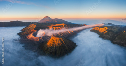 Beautiful sunrise over the Bromo volcano, Java, Indonesia photo