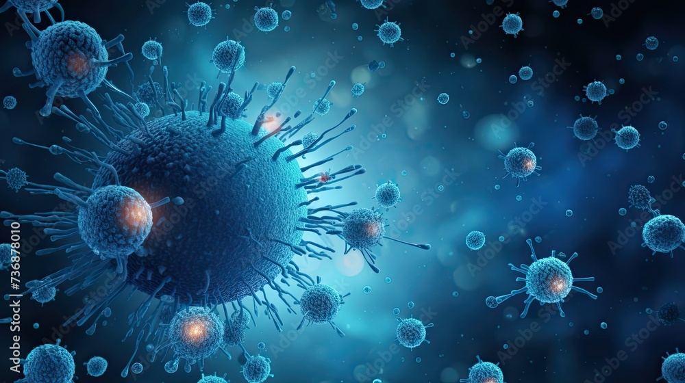 wallpaper with virus, blue colors wallpaper with virus, blue colors