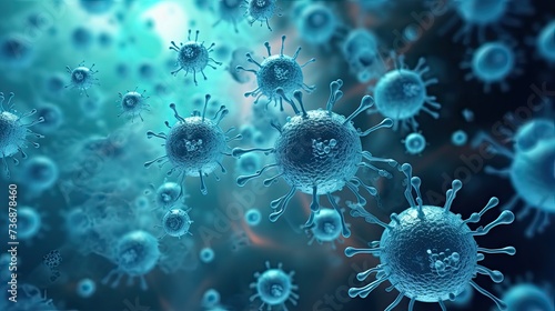 wallpaper with virus, blue colors