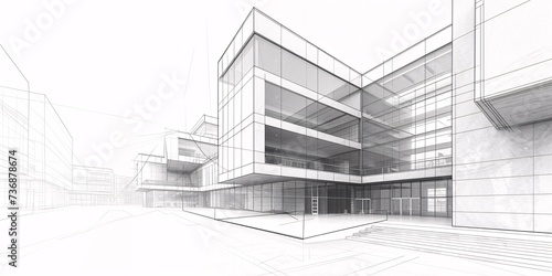3D visualization of creative urban architecture using abstract lines and modern design elements.