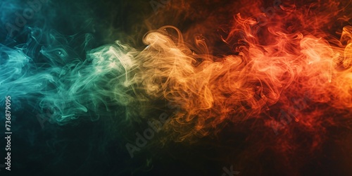 Multicolored smoke swirls on a dark backdrop.