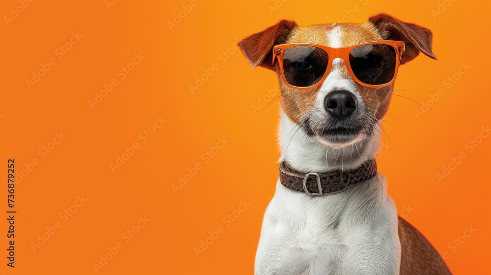 Dog Wearing Sunglass with Copy Space Dog Wearing Sunglass with Copy Space