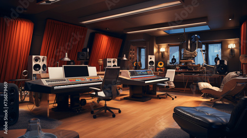Modern interior of a professional recording studio