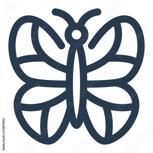 Butterfly on Blooming Flowers Vector Icon Illustration