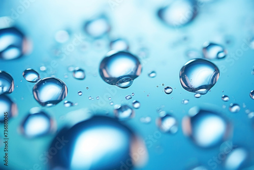 Ephemeral Elegance: Water Bubbles on Blue Surface