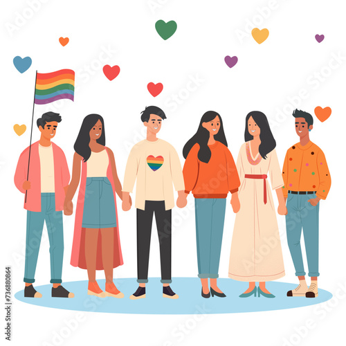 Indian people standing together supporting LGBTQIA diversity and inclusion