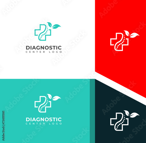 Creative Spine diagnostics logo design vector template .