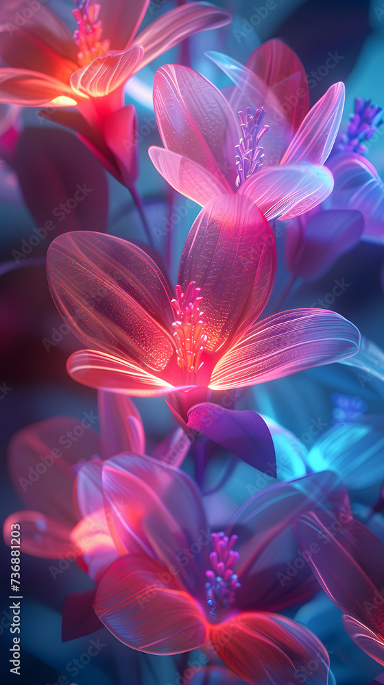 a neon blacklight zen flowers background