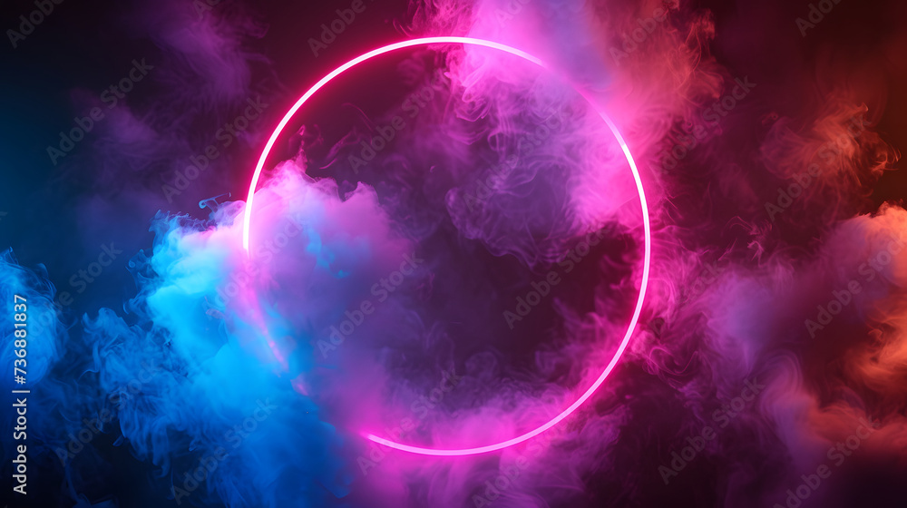 a neon circle blacklight smoke background a neon circle blacklight smoke background