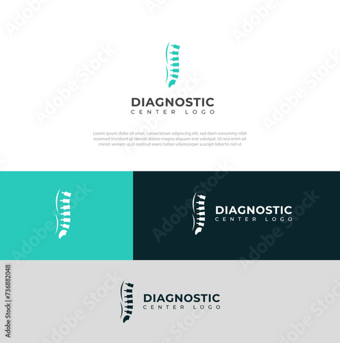 Creative Spine diagnostics logo design vector template .