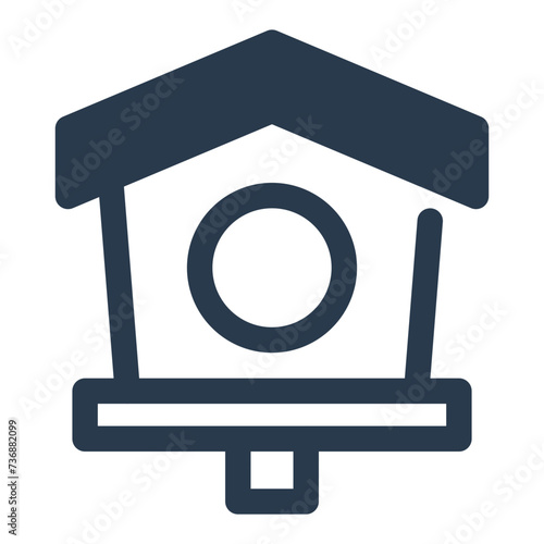 Birdhouse in Blossoming Garden Vector Icon Illustration
