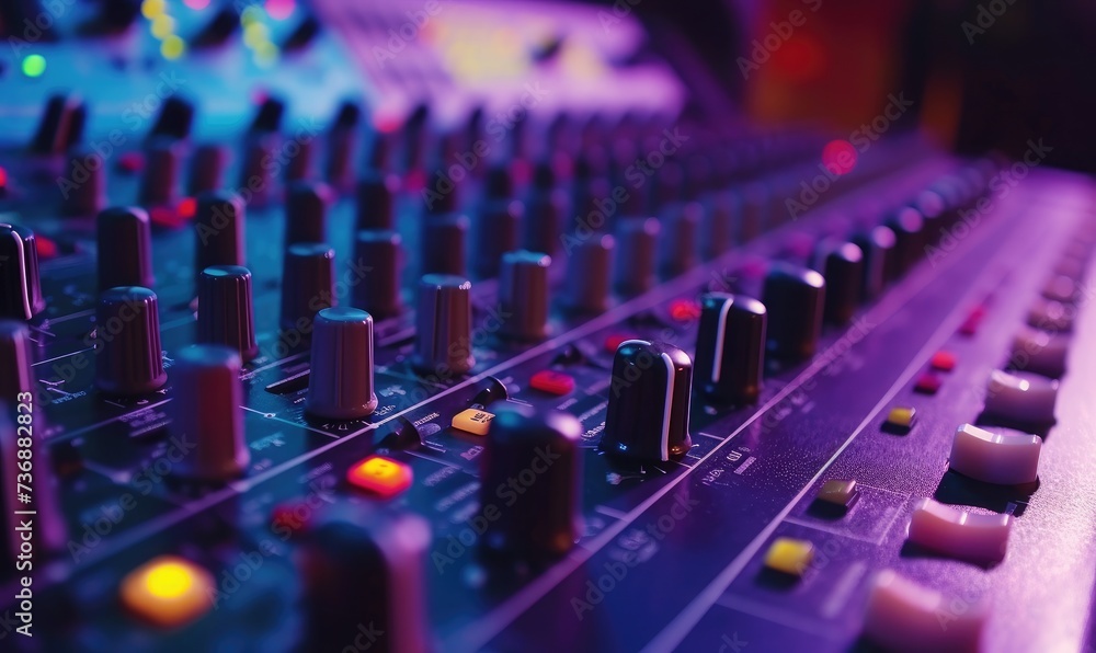 closeup of mixer in recording studio, ultra HD 