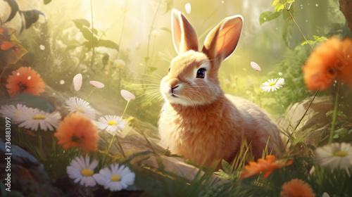 Rabbit in the spring. Elevate your creative projects.