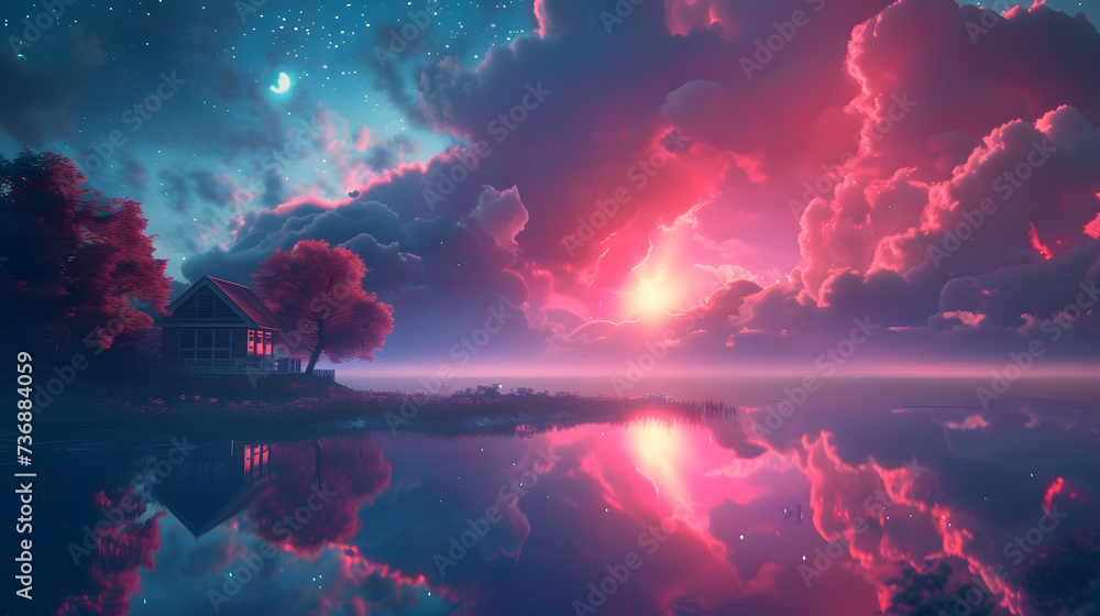 neon clouds on a dark background neon clouds on a dark background