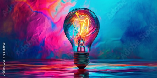 A colorful light bulb against a transparent background, featuring sculpted impressionism, photorealistic painting, psychedelic-inspired elements, and baroque energy.
