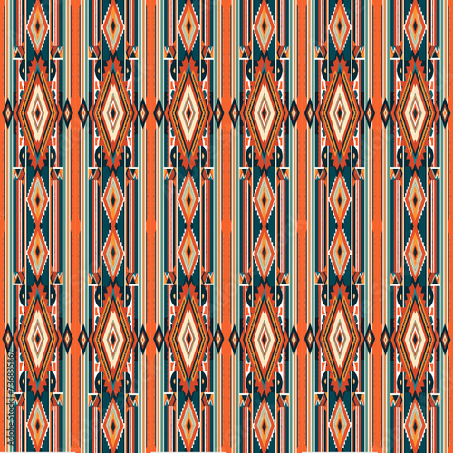 Seamless African pattern. Ethnic carpet with chevrons. Tribal vector ornament. Aztec style. Geometric mosaic on the tile, majolica. Ancient interior. Modern rug. Geo print on textile. Kente Cloth.