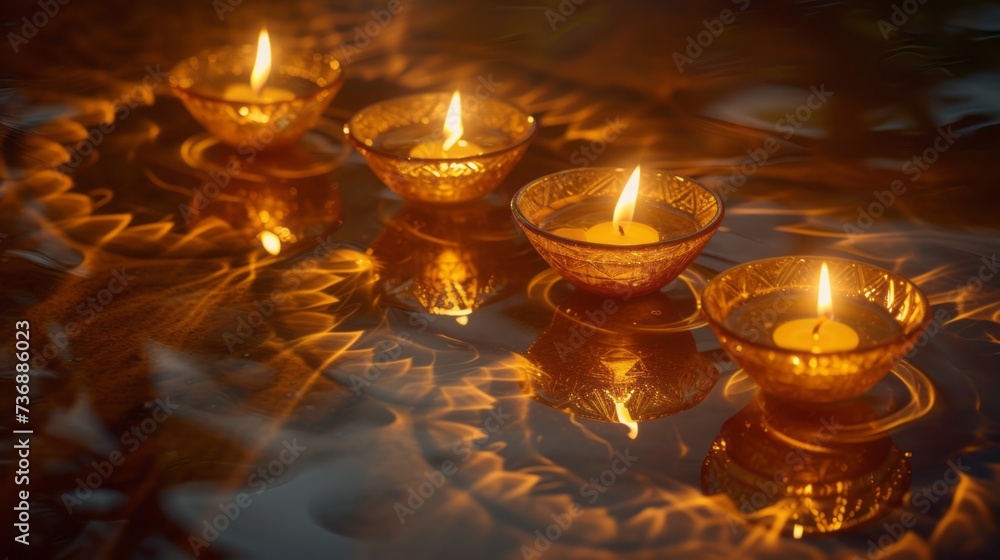 lights burning in glass jars at a ceremony, featuring spiritual motifs, swirling vortexes, and Japanese-inspired imagery in light brown and gold. lights burning in glass jars at a ceremony, featuring spiritual motifs, swirling vortexes, and Japanese-inspired imagery in light brown and gold.