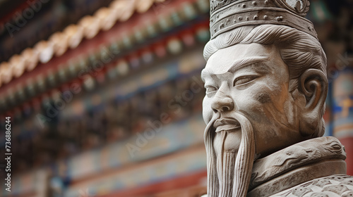 Detailed statue of a Chinese warrior.