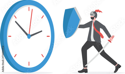 Deadline, stress and time pressure. deadline or time management. businessman is fighting against time clock.


