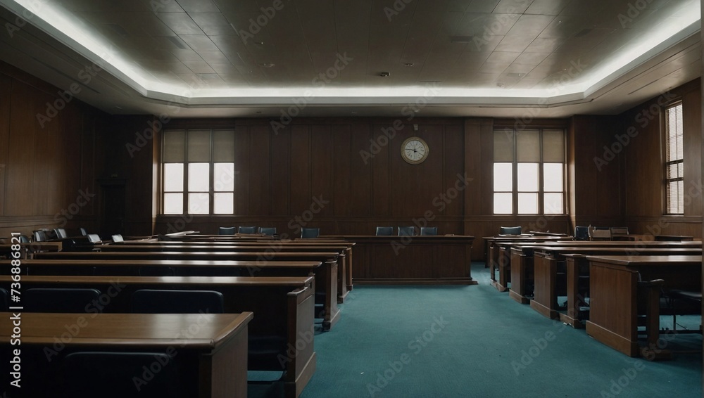 Empty wood interior courtroom without any text Empty wood interior courtroom without any text