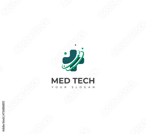 Creative Med Tech Logo Design Vector Template icon.