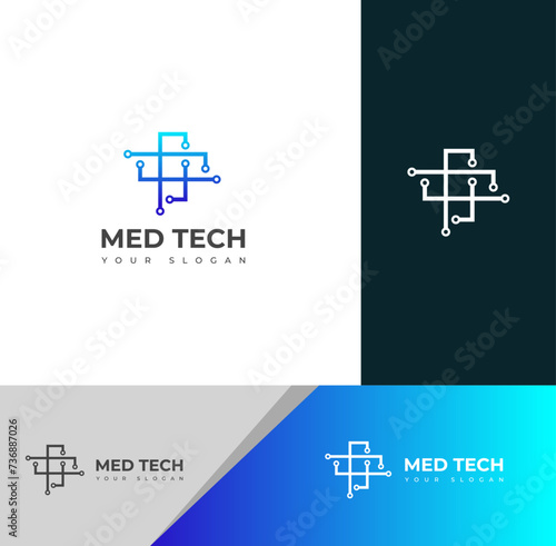 Creative Med Tech Logo Design Vector Template icon.